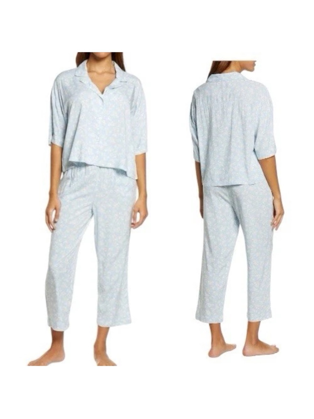 Papinelle Potager Crop Pajama Blue Set NWT Size Large
